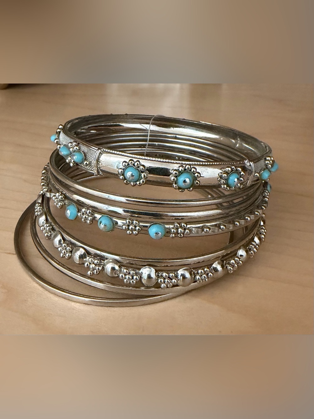 Silver and Turquoise Bangle Set